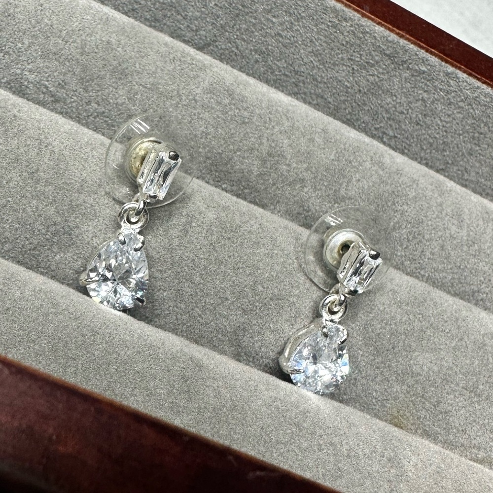 Silver diamond earrings